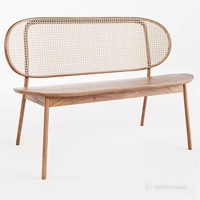 Leisure Chair With Woven Rattan Backrest And Wooden Frame For Home Living Space 3d model 