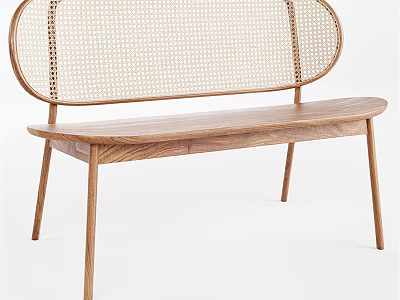 Leisure Chair With Woven Rattan Backrest And Wooden Frame For Home Living Space 3d model