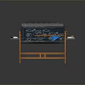 Drafting Table With Blueprints Technical Drawings And Stationery Trays On Wooden Stand