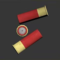 Red And Gold Shotgun Shells As Tactical Ammunition Equipment With Brass Base And Ribbed Casing