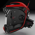 Red And Black Modern Protective Helmet With Face Shield And Control Panel 3d model