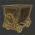 Vintage Rusted Metal Cart With Riveted Details And Wheel Structure