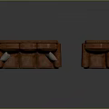 Brown Leather Sofa And Armchair With Light Cushions And Stitched Design