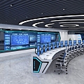 Modern Command Center Multimedia Hall Intelligent Console Industrial Operation Desk High-tech Sense Booth Security Traffic Fire Monitoring Desk Single Double Triple Stainless Steel Dispatching Computer Desk 3d model