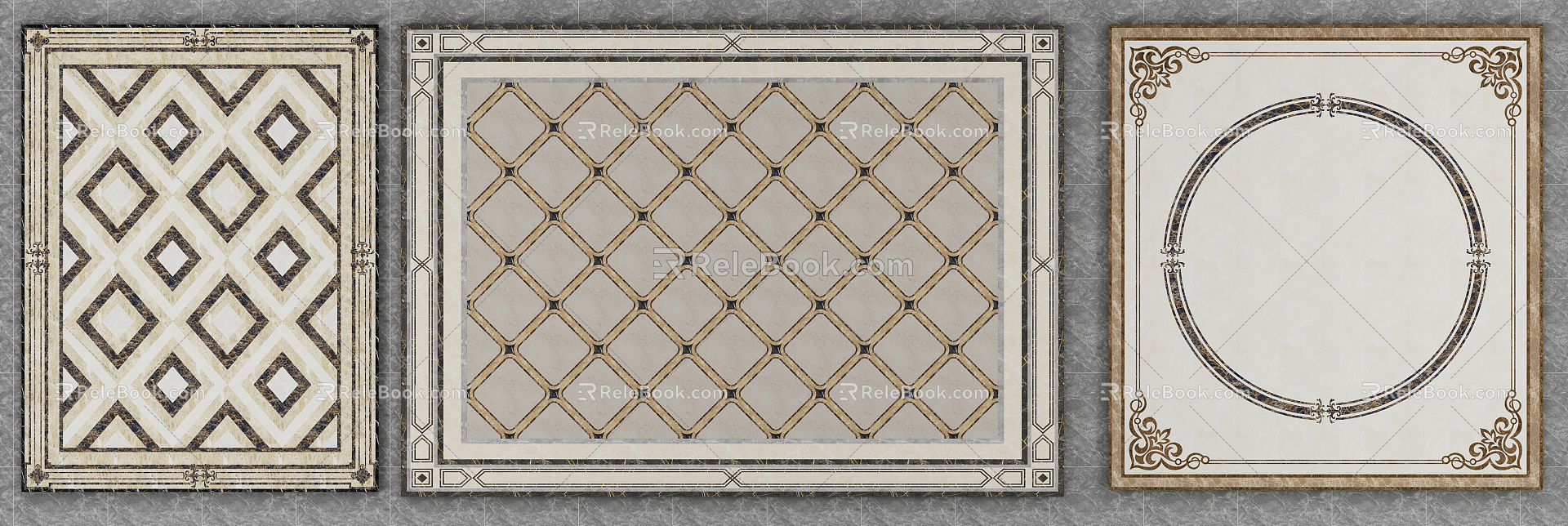 European-style ceramic tile stone mosaic 3d model