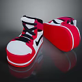 High Top White Red Black Sneakers Lace Up Casual Footwear Stylish Design