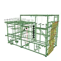 Green Multi Level Climbing Tower With Climbing Wall Ladders And Safety Nets 3d model