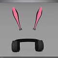Stylish Black Headphones With Glowing Pink Rabbit Ear Decorations on Dark Background