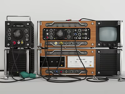 Professional Stacked Headphone Speaker System With Wooden Panel Control Knobs And Input Ports 3d model