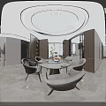 Modern Living and Dining Room Interior With Marble Wall Sofa And Coffee Table