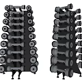 Sturdy Fitness Dumbbell Rack With Multiple Layers And Silver Black Dumbbells