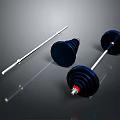 Professional Barbell Components with Barbell Bar Weight Plates and Collars 3d model