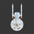 Detailed Spaceship Model With Disc Shaped Design NCC 1864 Blue White Paint And Engine Details
