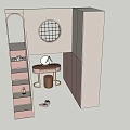 Modern Bunk Bed Interior Design With Ladder Vanity Table And Storage Cabinets