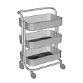 Three Tier Stainless Steel Storage Cart With Wheels For Kitchen Service
