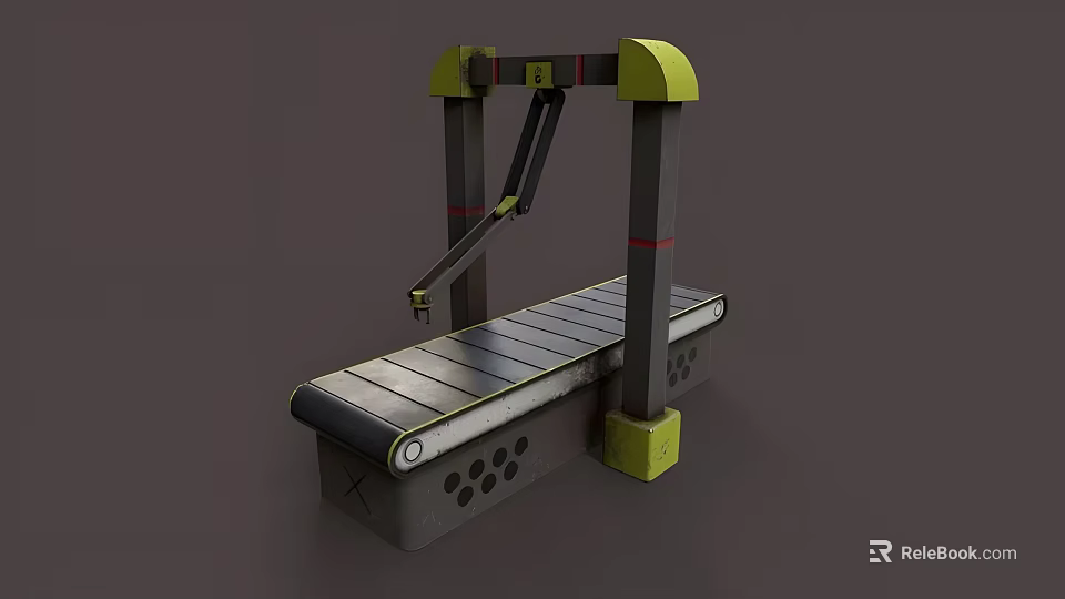 Industrial Automated Mechanical Arm Equipment With Metal Tabletop And Gray Yellow Supports 3d model 