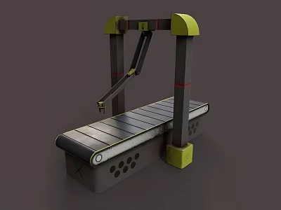 Industrial Automated Mechanical Arm Equipment With Metal Tabletop And Gray Yellow Supports 3d model