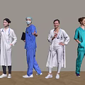 Multiple Healthcare Professionals In Various Medical Uniforms With Stethoscope Clipboard Standing Together