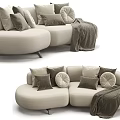 Multiplayer Sofa Nordic Fabric Sofa Shaped Sofa 3d model