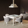 White Entertainment Table With Game Board Top And Four Gray Chairs In Dark Wooden Room