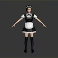 Cute Maid Outfit With Apron Headband And Black White Dress For Daily Use