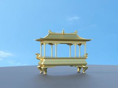 Golden Pagoda Style Decorative Household Item With Elegant Design For Home Decor 3d model