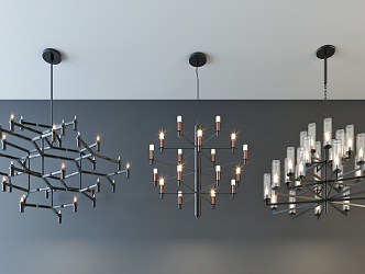 Modern chandelier fashion simple metal chandelier combination 3d model