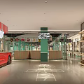 Modern Food Court Interior With Traffic Signs Tables Chairs And Tire Decorations