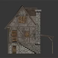 Rustic Wooden House Exterior With Sloped Roof Stone Chimney And Wooden Staircase Porch