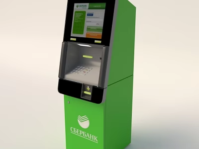 Modern Green Public Self Service Kiosk With Touch Screen And Keypad For Banking Services 3d model