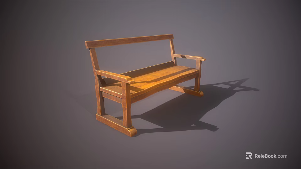 Wooden Public Chair With Simple Design Backrest And Armrest For Indoor Outdoor Areas 3d model 