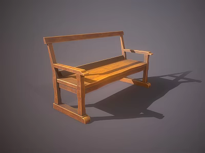 Wooden Public Chair With Simple Design Backrest And Armrest For Indoor Outdoor Areas 3d model