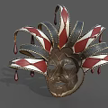 Ornate Venetian Mask With Red Gold Accents Intricate Patterns And Droplets