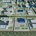 Modern Industrial Factory Complex Layout With Multiple Buildings And Green Spaces