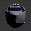 Modern Luxury Yacht With Sleek Design White Blue Color Orange Accents And Transparent Sections