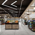 Spacious Modern Supermarket Interior With Organized Fresh Produce Displays Shelves And Lighting