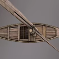 Wooden Sailboat Featuring Brown Sail Mast And Deck On Gray Background