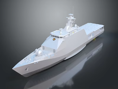 Modern White Warship Exterior Design With Sleek Hull And Upper Deck Structure 3d model