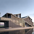 New Chinese Style Post Station Building Public Building Landscape Building Shop Building Cafe Building 3d model