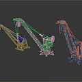 Three Different Design Functional Vehicle Models With Metal Structure Boom Pulley Hook And Stable Base