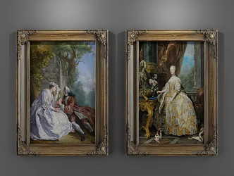 European oil painting decorative painting 3d model