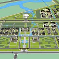 Modern college campus planning with playground 3d model