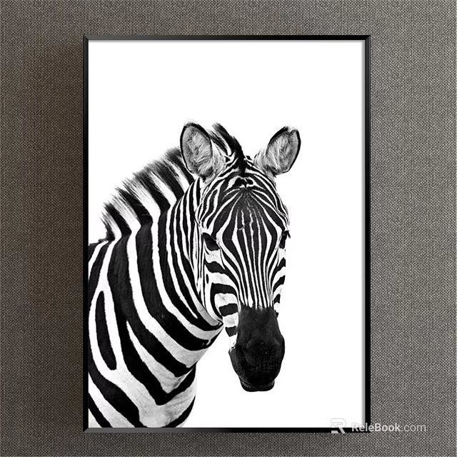 Black and White Zebra Head Portrait Animal Painting with White Background 3d model 
