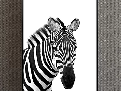 Black and White Zebra Head Portrait Animal Painting with White Background 3d model