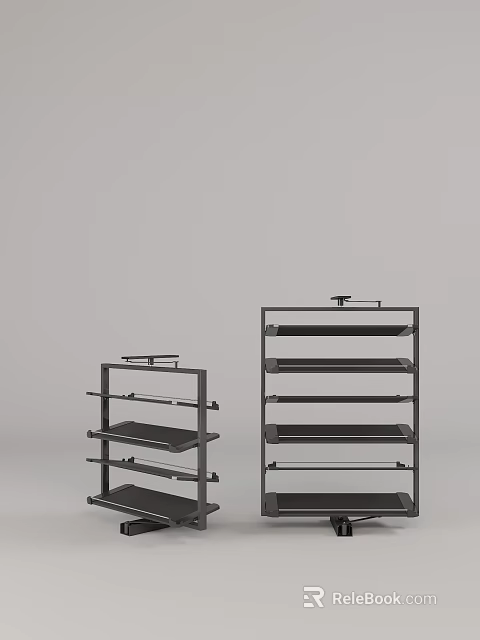 Modern Metal Shoe Rack With Multiple Shelves Top Handle And Different Heights 3d model 
