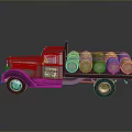 Vintage Truck Loaded With Wooden Barrels On The Back Classic Design And Retro Style