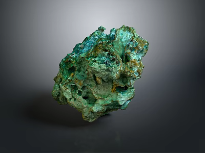 Natural Green Decorative Stone With Irregular Texture And Holes Surface Design 3d model