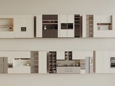 Elegant Modern Sideboard Design With Storage Cabinets Drawers And Glass Doors 3d model