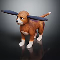 Cute Brown and White Toy Dog with Large Black Ears Standing on Black Background