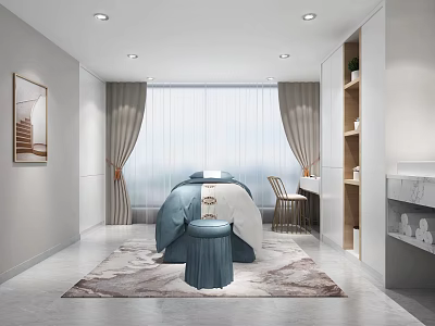 Beauty salon private massage bed ornaments dressing table wash basin 3d model